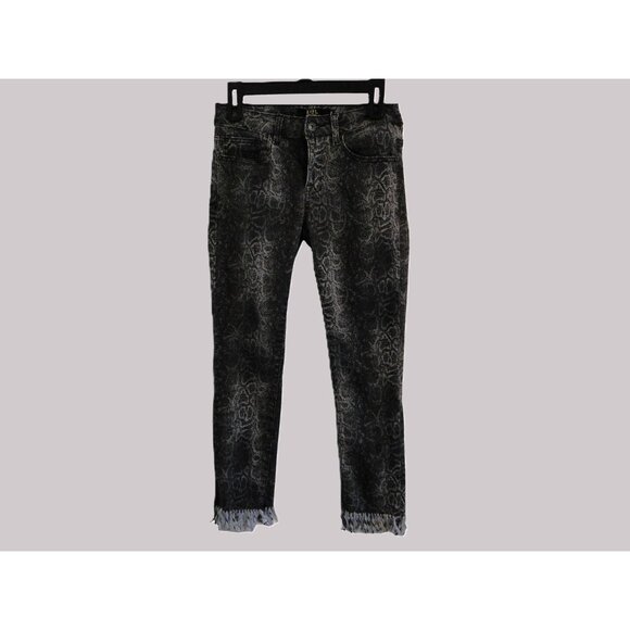 Lucky & Blessed Womens Jean Ankle Skinny Fringe Hem Gray & Black Size 4 - Picture 2 of 11